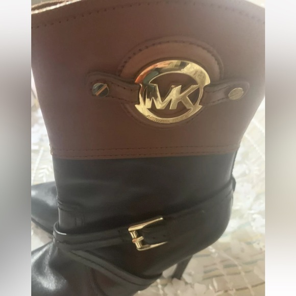 👢Michael Kors Black Brown Stockard boots Stiletto Platform Heels - Picture 4 of 13